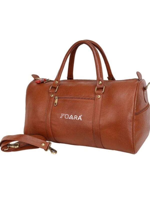 foara brown leather duffle bag